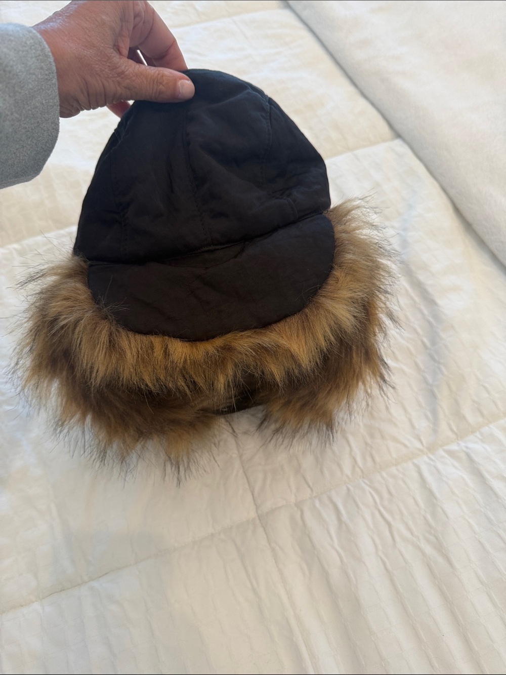 GAP Kids Black Hood with Brown Faux-Fur Trim